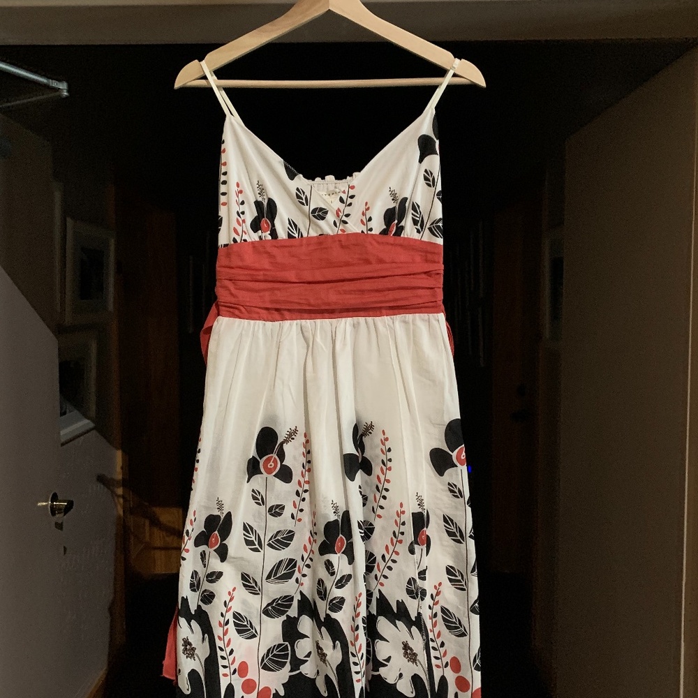 Max Studio sundress white/navy/muted red M